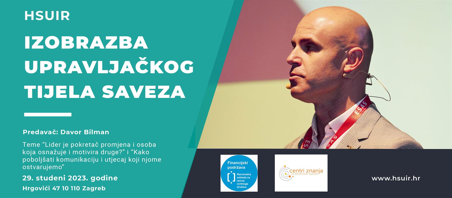 Slika: Banner Izobrazba upravljačkog tijela saveza - Davor Bilman