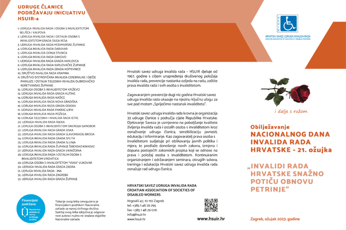 Nacionalni dan invalida rada Hrvatske  - 21. ožujka 2023.