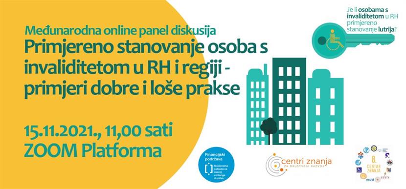 Slika: POZIV NA MEĐUNARODNU ONLINE PANEL DISKUSIJU PRIMJERENO STANOVANJE OSOBA S INVALIDITETOM U RH I REGIJI - PRIMJERI DOBRE I LOŠE PRAKSE