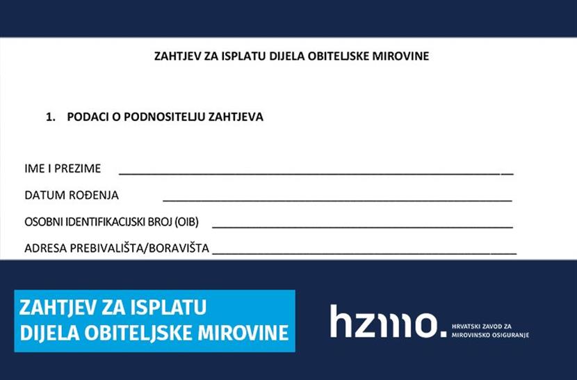 Slika: DOSTUPNA TISKANICA ZA ISPLATU DIJELA OBITELJSKE MIROVINE