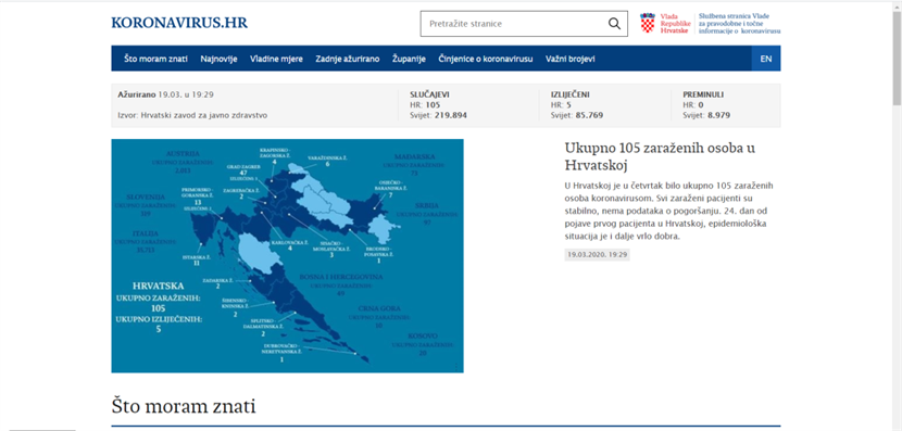 Slika: VLADA RH OTVORILA JE WEB STRANICU ZA NAJNOVIJE INFORMIRANJE O KORONI